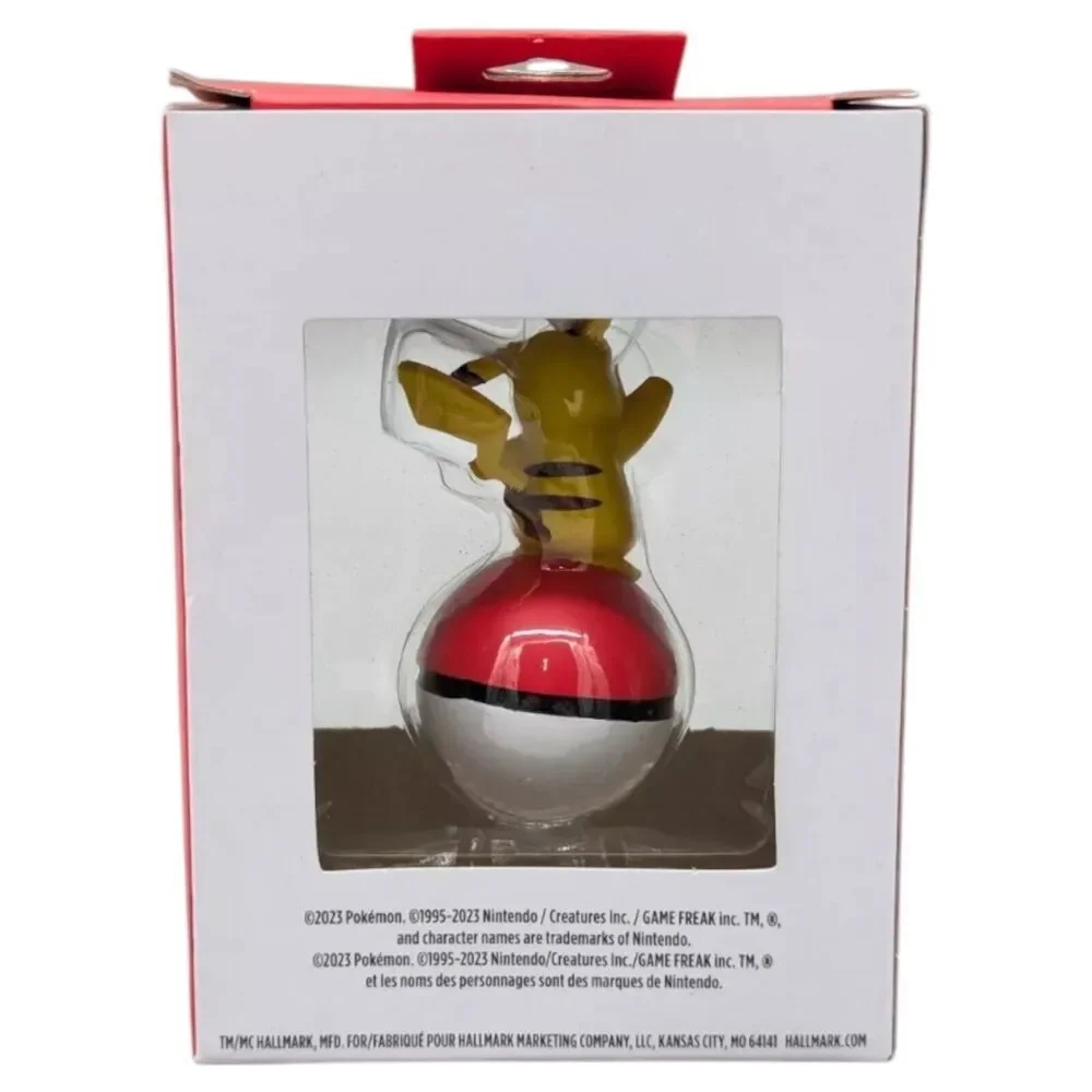 Hallmark 2023 Pokemon Pikachu Red Poke Ball Christmas Ornament